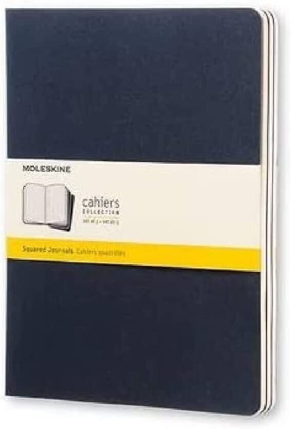 Moleskine &quot;Cahier&quot; XL Squared Notebook, Indigo Blue (3-pack)