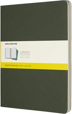 ​Moleskine Cahier XL Green Squared Notebook - 3 unitPack
