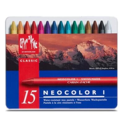 Caran d&#39;Ache NEOCOLOR I Wax Pencil - Metallic Box with 15 Units