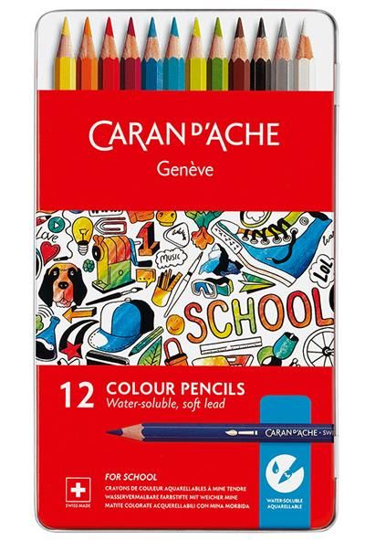 Caran d&#39;Ache SCHOOL LINE Lápis de Cor - Caixa Metálica com 12 Unidades