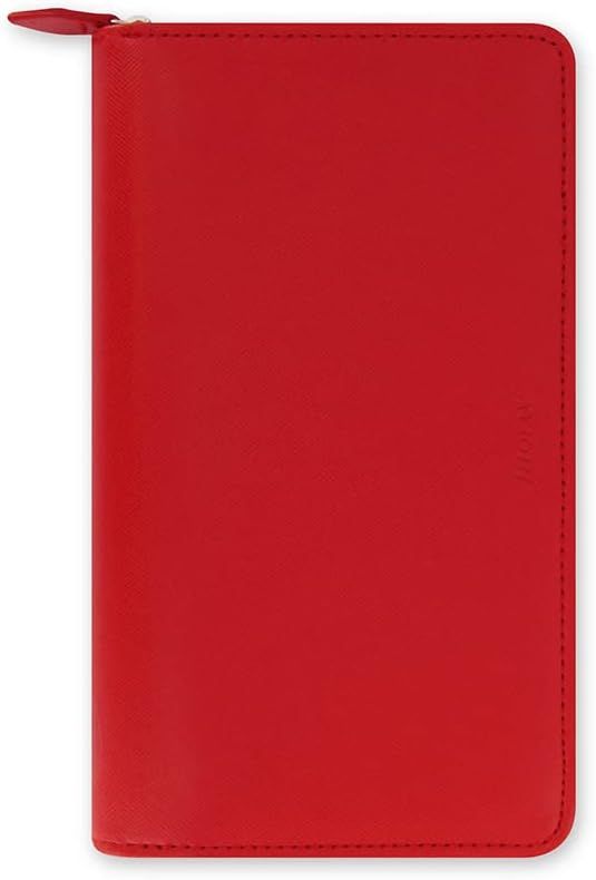Filofax Organizador Saffiano Compact com fecho zip em papoila- vermelho