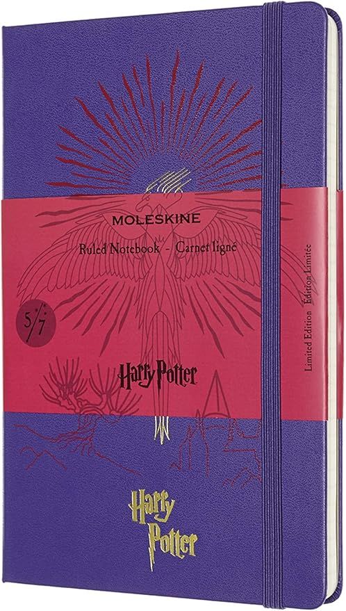 Moleskine Caderno edição limitada Harry Potter, pautado, design de Fénix 5/7, cor roxa