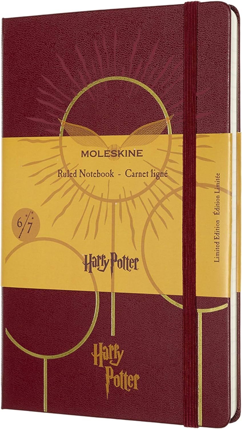 Moleskine Caderno edição limitada Harry Potter, pautado, design de Quadribol 6/7, cor vermelho