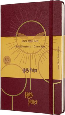 Moleskine Limited Edition Harry Potter Notebook, Lined, Quidditch Design, 6/7, Red