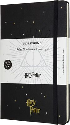 Moleskine Harry Potter Limited Edition Notebook, Lined, Deathly Hallows Design 7/7, Black