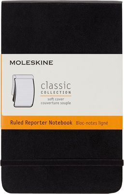 Moleskine Pocket Notebook Reporter Ruled Black Hard Cover