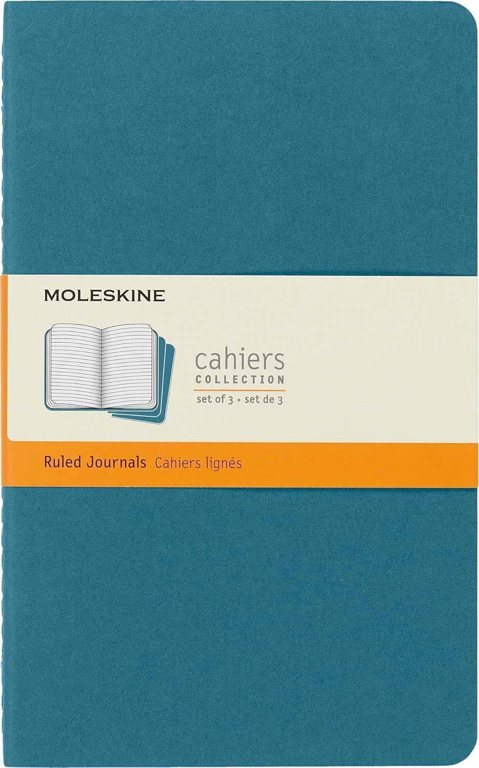 Moleskine Cahier Notebook (Pack of 3). Large/A5, Blue &quot;Risk&quot;