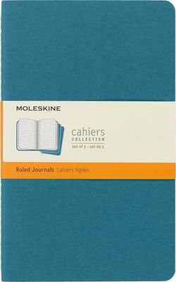 Moleskine Cahier Notebook (Pack of 3). Large/A5, Blue &quot;Risk&quot;