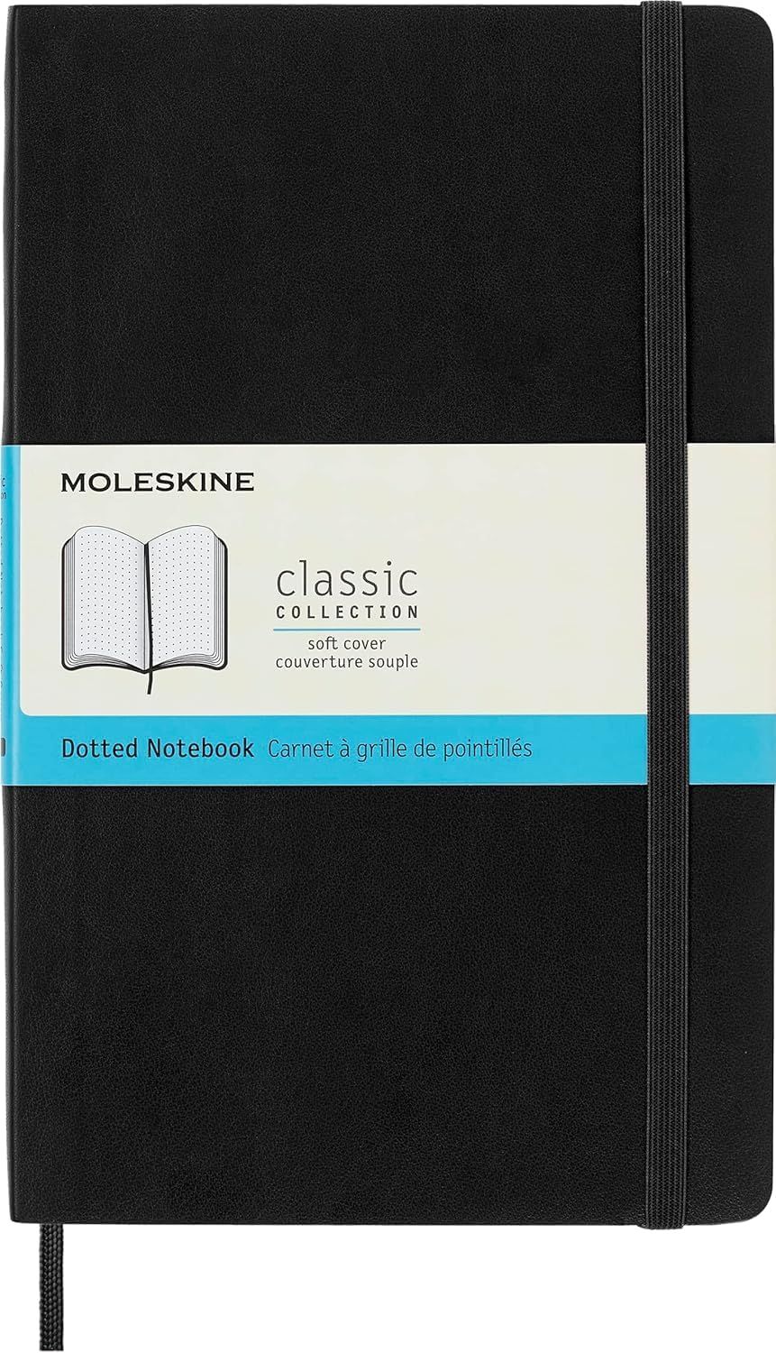 Moleskine Notebook Classic, Large, A5, Dotted, Soft Cover, Black