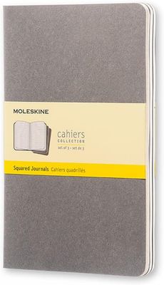 Moleskine Cahier - Set of 3 Large Squared Notebooks, Warm Light Gray