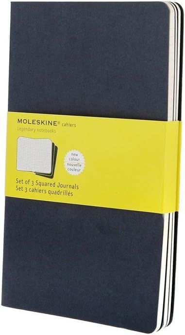 Moleskine Cahier Notebook (Pack of 3). Large/A5, Blue &quot;Navy&quot;