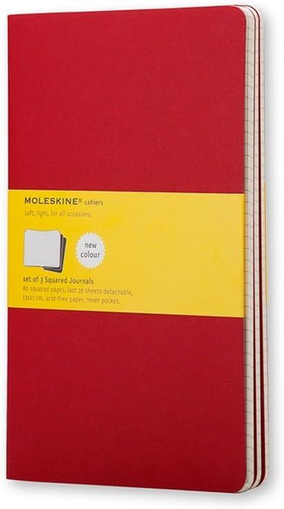 Moleskine Cahier Notebook (Pack of 3). Large/A5, Red