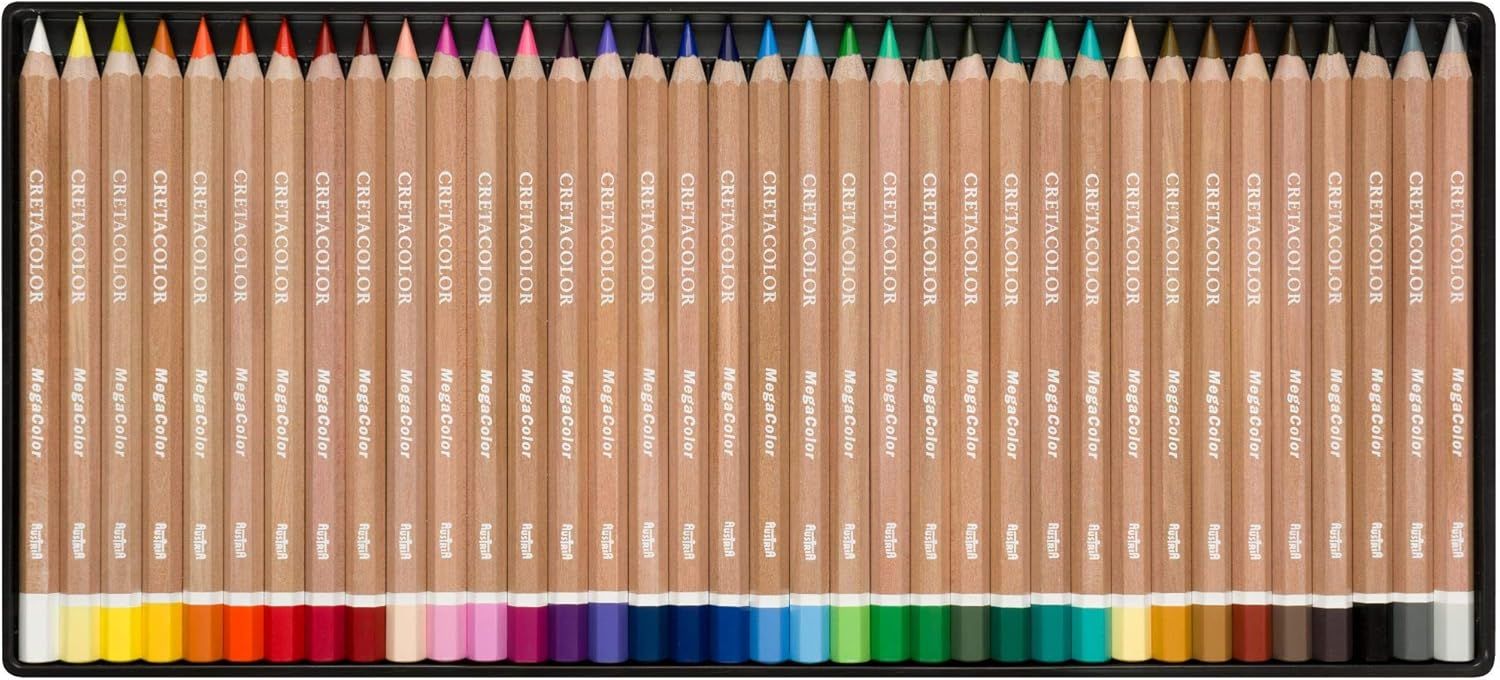 CRETACOLOR MegaColor 36 High-Quality Coloured Pencils in Metal Case