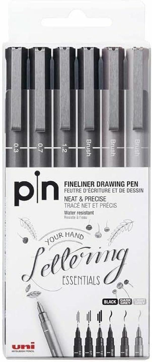 Uni-ball Pin 6 Markers Pack »Lettering Essentials»