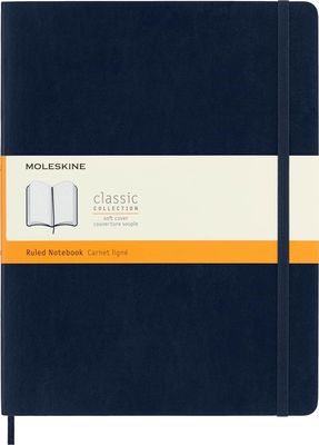 Moleskine - Classic Ruled Paper Notebook - Soft Cover Sapphire Blue - Extra Large