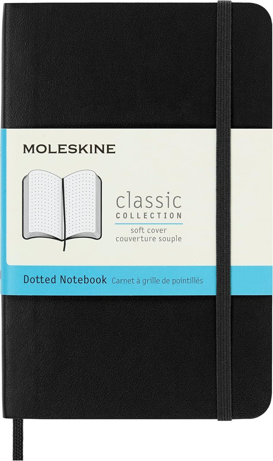 Moleskine Classic Dotted Paper Notebook, Soft Cover Black, Pocket size