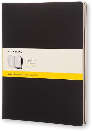 Moleskine Cahier Notebook (Pack of 3), Squared, Black XX Large