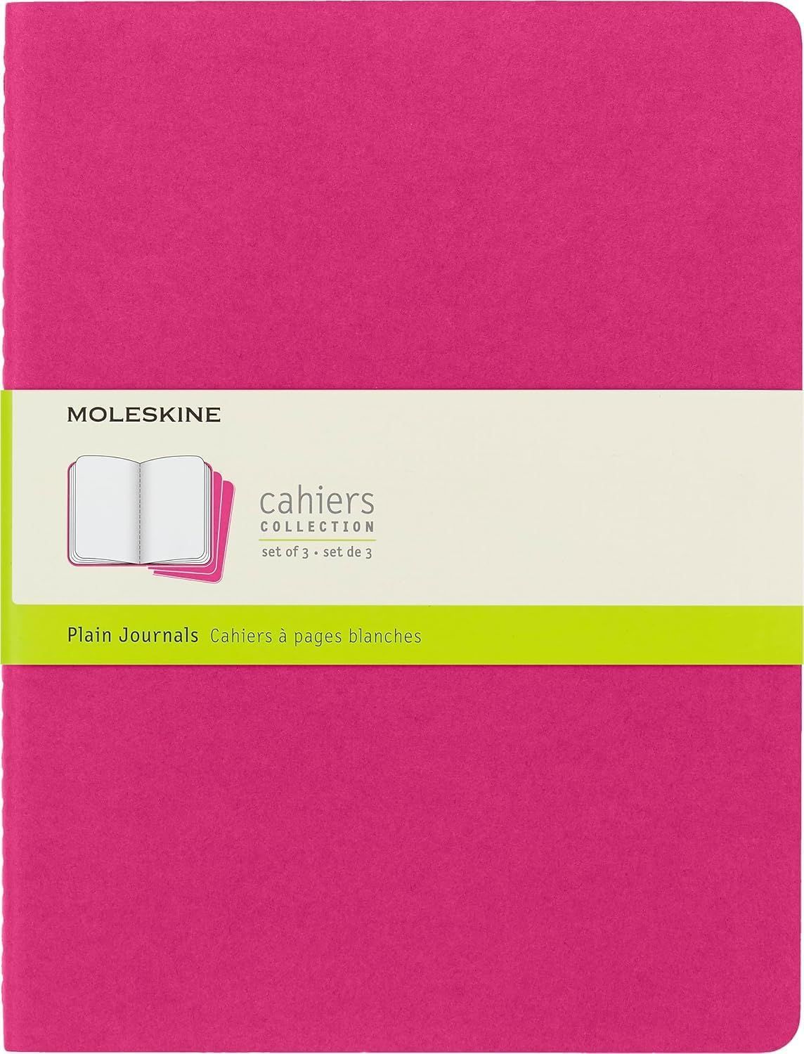 Moleskine Cahier Notebook (Pack of 3). x-large Plain Kinetic Pink