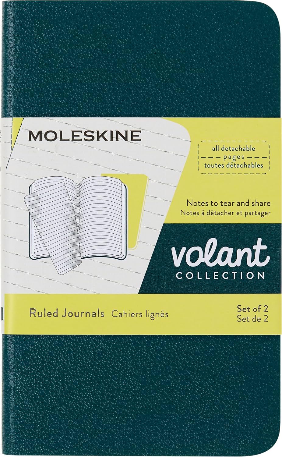 Moleskine Extra Small Volant Journals with ruled pages green yellow