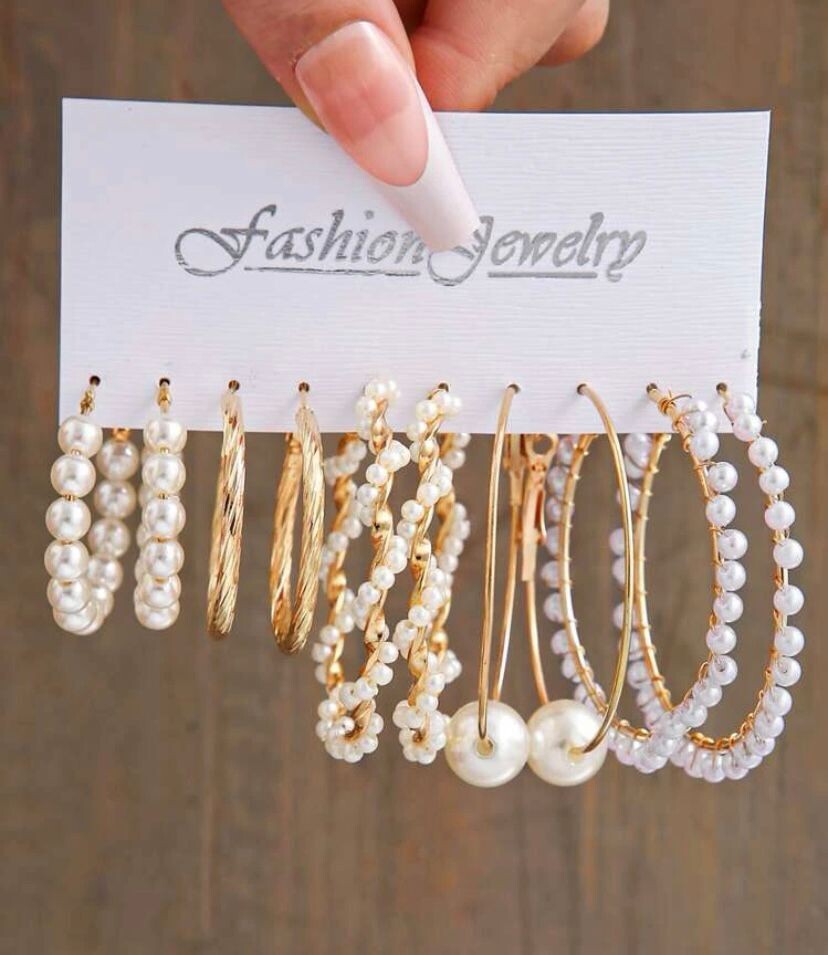 5 pares de pendientes de aro