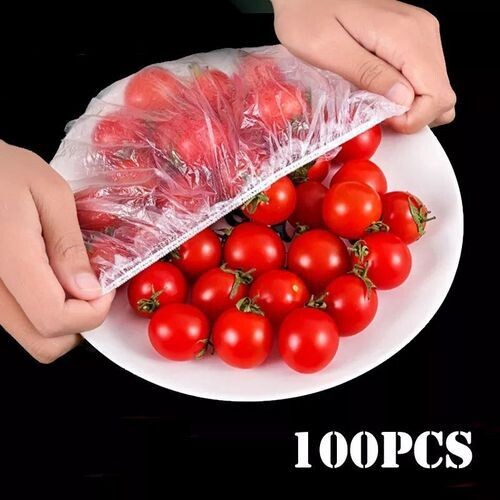 Lot de 100 sacs de conservation des aliments réutilisables élastiques avec fermeture extensible
