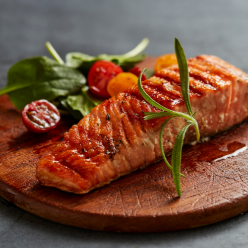 Salmon Meal - Includes: Salmon - In Orange Glaze | Roasted Sweet Potato & Thyme | Arugula Salad | Rice Pilaf | Sautéed Green Beans (Meal Serves 5)