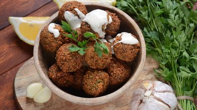 Vegan - Classic Falafel Meal includes: Chopped Salad | Roasted Potatoes Wedges | Tahini Sauce (Vegan) 8 Oz | Traditional Hummus | Pickled Cucumbers 16 Oz | Fresh Baked Pita (Meal Serves 5) Vegan - Classic Falafel Meal includes: Chopped Salad | Roasted Potatoes Wedges | Tahini Sauce (Vegan) 8 Oz | Traditional Hummus | Pickled Cucumbers 16 Oz | Fresh Baked Pita (Meal Serves 5)