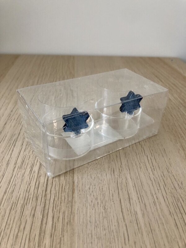 SET 2 BOUGEOIRS MAGUEN BLEU BOITE PVC
