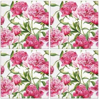 Servietten Blumen, Papierservietten, 3-lagig, ca 33x33 cm, Rosen, Pfingstrosen - Pink Peonies - Motivservietten Servietten Blumen, Papierservietten, 3-lagig, ca 33x33 cm, Rosen, Pfingstrosen - Pink Peonies - Motivservietten