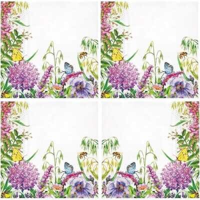 20 Stück Papierservietten, 3-lagig , Wildblumen-Rahmen mit Biene und Schmetterling - Wildflowers Frame 20 Stück Papierservietten, 3-lagig , Wildblumen-Rahmen mit Biene und Schmetterling - Wildflowers Frame