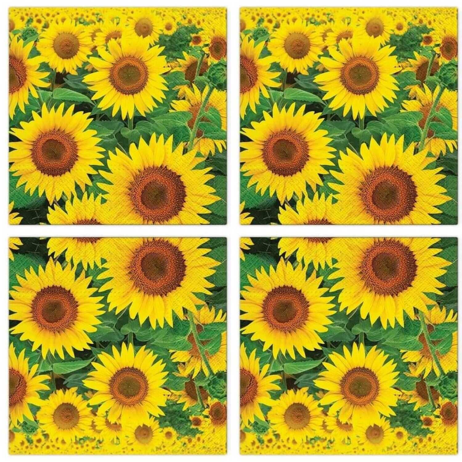 Servietten Blumen, 20 Stück Papierservietten, 3-lagig ,Sonnenblumenfeld, Sunflowers Field Motivservietten
