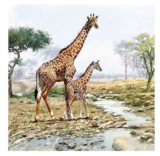 20 Stück Papierservietten, 3-lagig ca. 33cm , Giraffen - Giraffes Motivservietten Ambiente