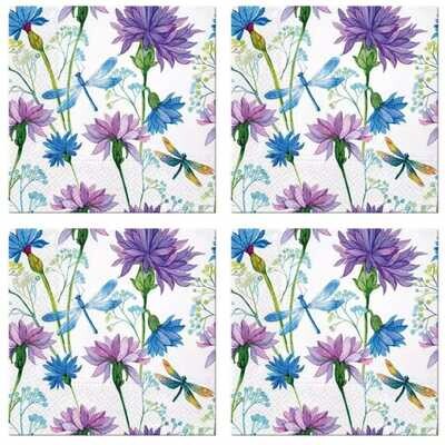Servietten, 3-lagig ca. 33cm Sommerblumen - Libellen - Flower With Dragonfly -Sommer - Floral - Frühling Motivservietten Blumen - Serviette Servietten, 3-lagig ca. 33cm Sommerblumen - Libellen - Flower With Dragonfly -Sommer - Floral - Frühling Motivservietten Blumen - Serviette