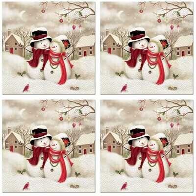 Servietten Winter, Schneemann, ca 33x33cm Schnee, Weihnachten/Winterparty 33x33cm - Snowy Family, Serviette Serviettentechnik und Decoupage geeignet Servietten Winter, Schneemann, ca 33x33cm Schnee, Weihnachten/Winterparty 33x33cm - Snowy Family, Serviette Serviettentechnik und Decoupage geeignet