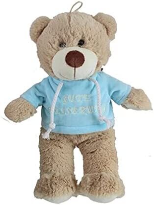 Bär mit mit Pulli blau Gute Besserung , Plüsch Teddybär mit Kapuzenpulli ca. 32 cm , Plüschtiere, Kuscheltier, Kuschelbegleiter