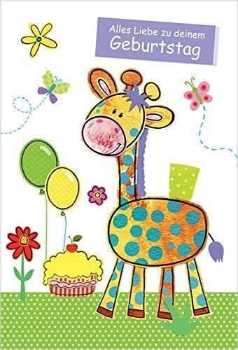 Glückwunschkarte - Kindergeburtstag Giraffe - Grußkarten - hochwertig Karte mit Umschlag - Home Fashion