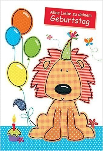 Glückwunschkarte - Kindergeburtstag Löwe - Grußkarten - hochwertig Karte mit Umschlag - Home Fashion
