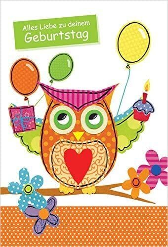 Glückwunschkarte - Kindergeburtstag Eule - Grußkarten - hochwertig Karte mit Umschlag - Home Fashion