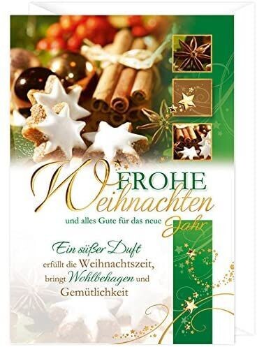 Weihnachtskarten Zimtstern grün -  Glückwunschkarte - Grußkarten - hochwertig Karte mit Umschlag - Home Fashion