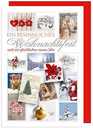Weihnachtskarten Weihnachtsfest -  Glückwunschkarte - Grußkarten - hochwertig Karte mit Umschlag - Home Fashion