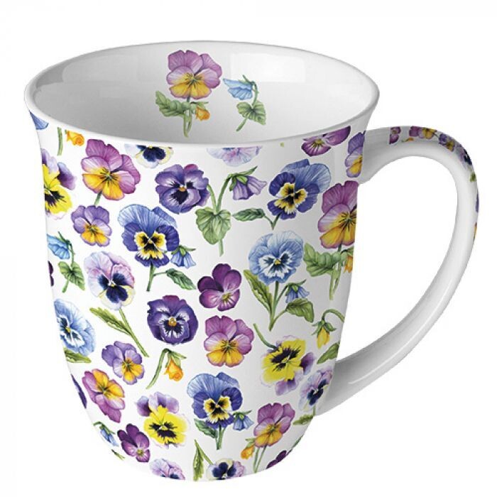 Ambiente Becher  Stiefmütterchen Porzellan - Mug  Veilchen Kollektion, Tasse - Tee/Kaffee - Ideal Als Geschenk