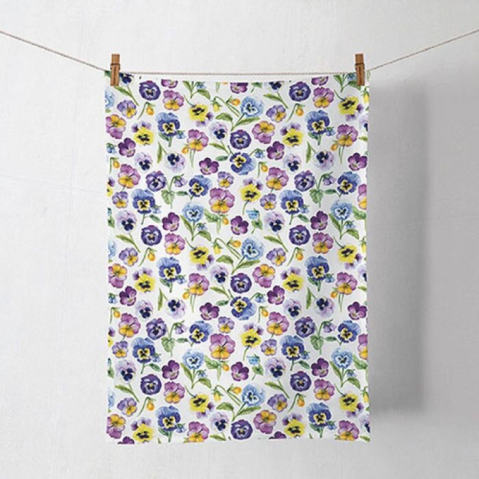 Ambiente Geschirrtuch Stiefmütterchen ca. 50x70cm - 100% Baumwolle Pansy All Over Kitchen Towel Ambiente Geschirrtuch Stiefmütterchen ca. 50x70cm - 100% Baumwolle Pansy All Over Kitchen Towel
