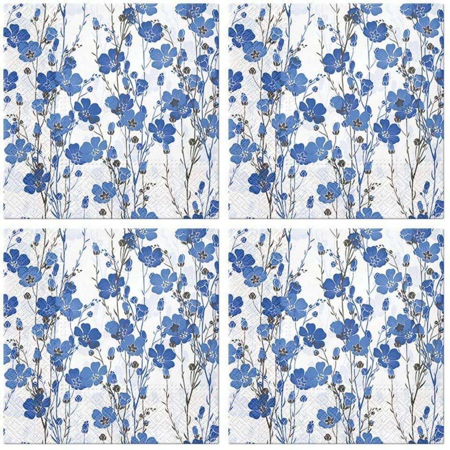 Servietten 33x33cm 3-lagig, Flachspflanzen/Flax Plants , Flach als Tischdeko - Decoupage  - Serviettentechnik Serviette