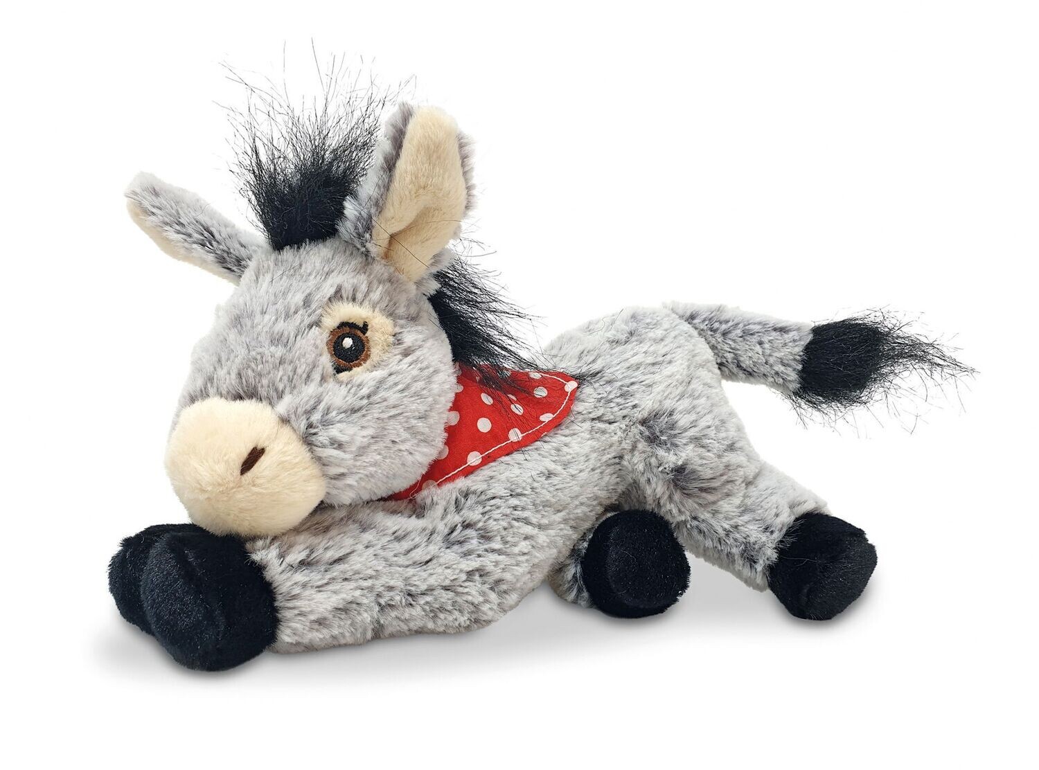 Esel Stofftier mit Tuch ca 20cm, Plüschtier, Plüschesel