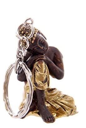 Buddha Schlüsselanhänger - in Gold und Braun- mit farblich in Kontrast Farben- Antik Sammelfiguren , 1 Stück