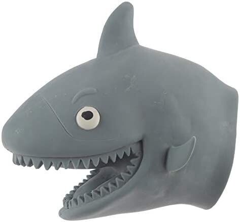 Handpuppe Hai aus weichem Gummi, grau - 1 Stück- Höhe 9cm Breite 11cm Tiefe 14cm