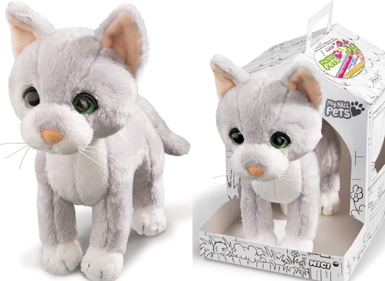 NICI, Pets, Katze  ca. 22 cm hellgrau , Plüsch, Stofftier, Kuscheltier