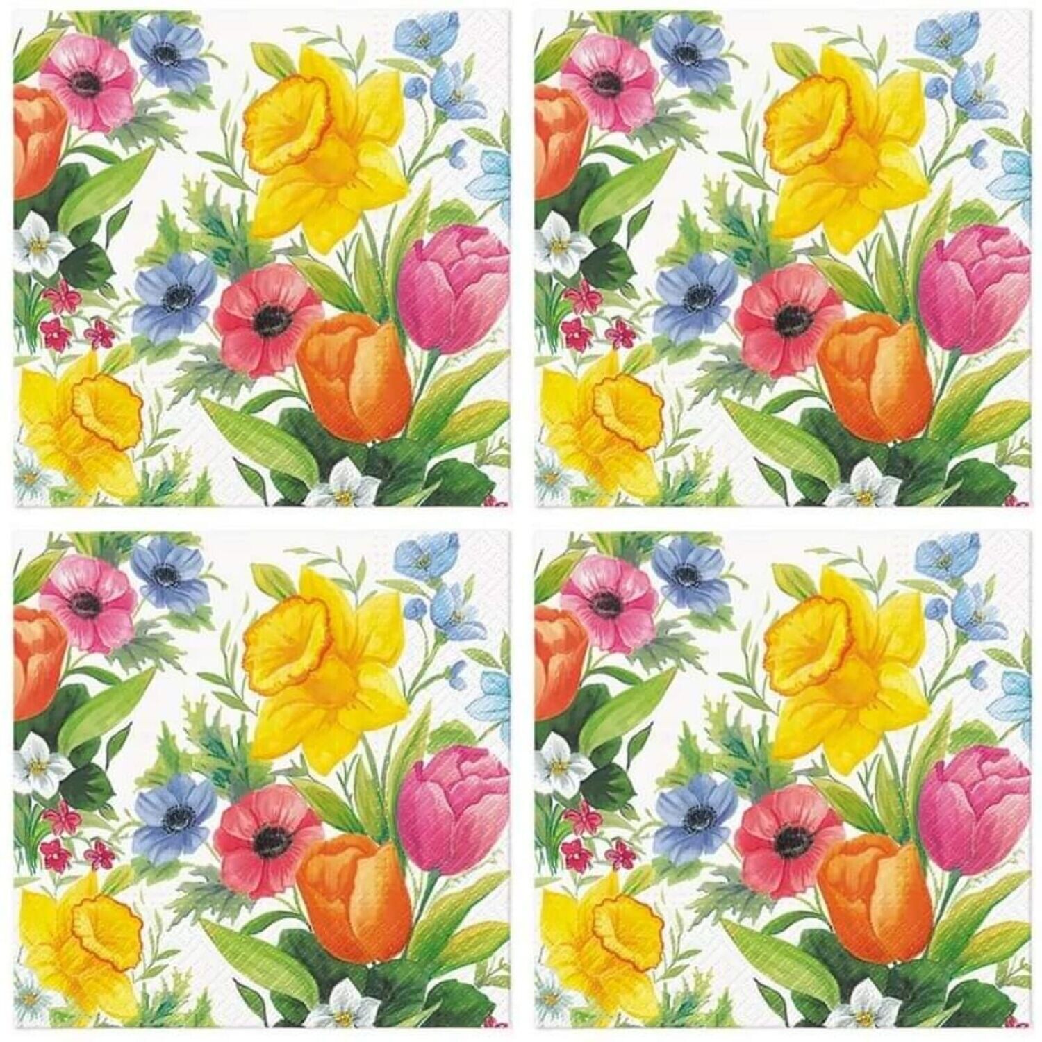 Servietten Bumen,  33x33cm 3-lagig, Frühlingswiese, Spring Meadow als Tischdeko - Motivservietten, Serviettentechnik und Decoupage