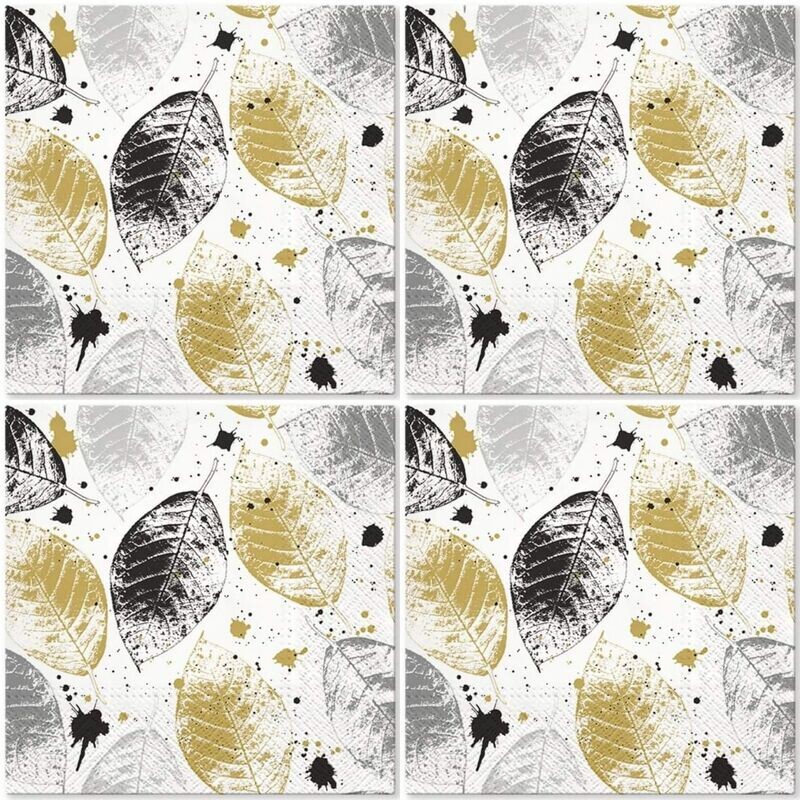 Servietten Herbst, Gold , 33x33cm 3-lagig, 20 Stück, Blätter, Laub Gold /Leaves Print gold Motivservietten als Tischdekoration - Papierserviette Servietten Herbst, Gold , 33x33cm 3-lagig, 20 Stück, Blätter, Laub Gold /Leaves Print gold Motivservietten als Tischdekoration - Papierserviette
