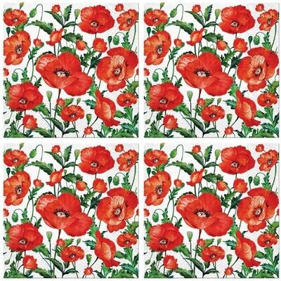 Servietten 33x33 cm -3-lagig - 1/4 Falz -Mohnblumen Blumen - Sommer - Flanders Poppy Papierservietten - Serviette Servietten 33x33 cm -3-lagig - 1/4 Falz -Mohnblumen Blumen - Sommer - Flanders Poppy Papierservietten - Serviette